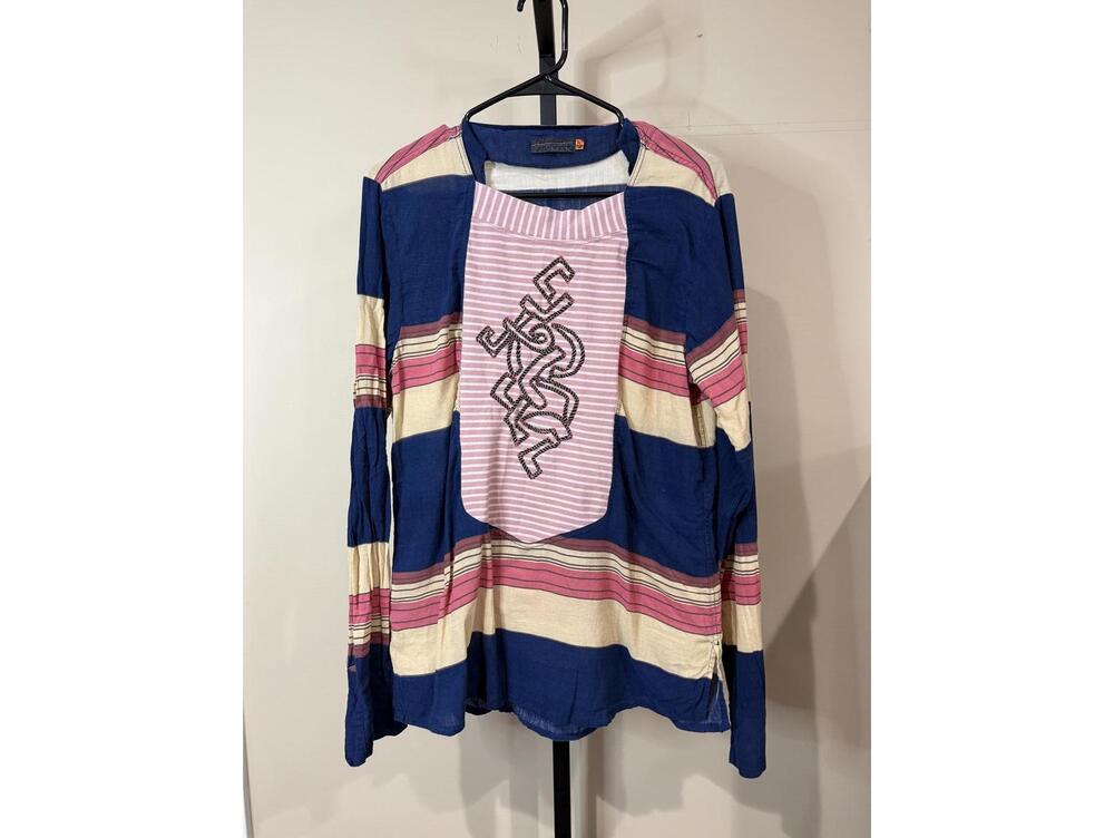 Save the Queen Man Long Sleeve Multi-Color Top Embroidered Detail XL